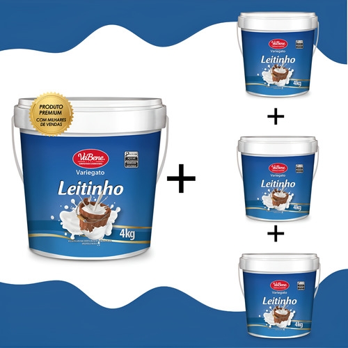 Kit 4 Recheio Leitinho 4kg Vabene Uso Profissional Em Bolos