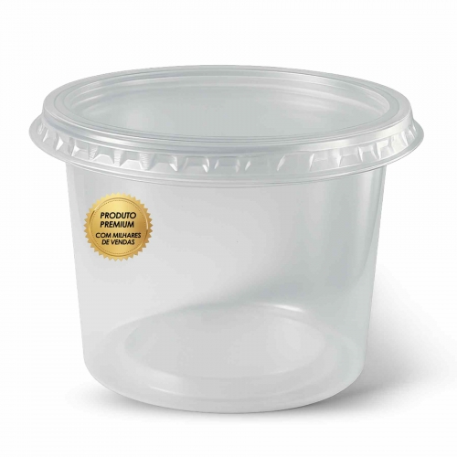 KIT POTE PLÁSTICO COM TAMPA 350ML TRANSPARENTE KOPUS