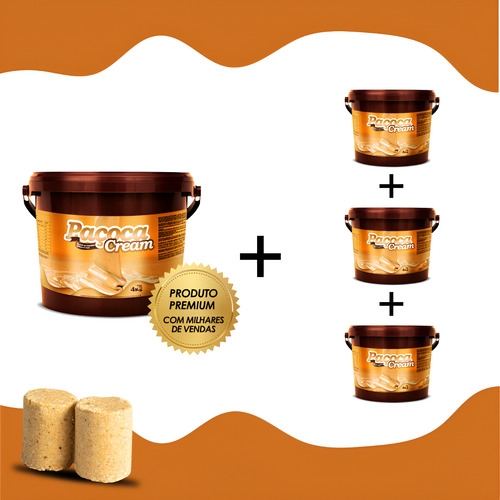 Kit 4 Creme De Paçoca 4kg  Paçoca Cream Para Confeitaria