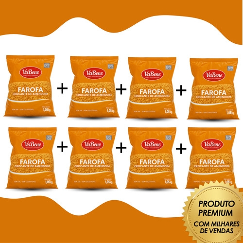 Kit 8 Farofa Crocante De Amendoim Vabene Para Doces 1kg