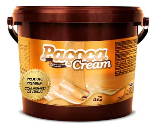 Paçoca Cream 4 Kg  Recheio Gourmet Com Pedaços Para Bolos