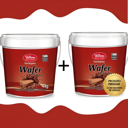Kit 2 Pasta Wafer Vabene Recheio E Cobertura 4 Kg